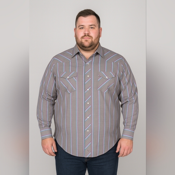 Wrangler Other - New NWT Wrangler Western Shirt Men’s XXL Pearl Snap Rodeo Line Dancing Striped